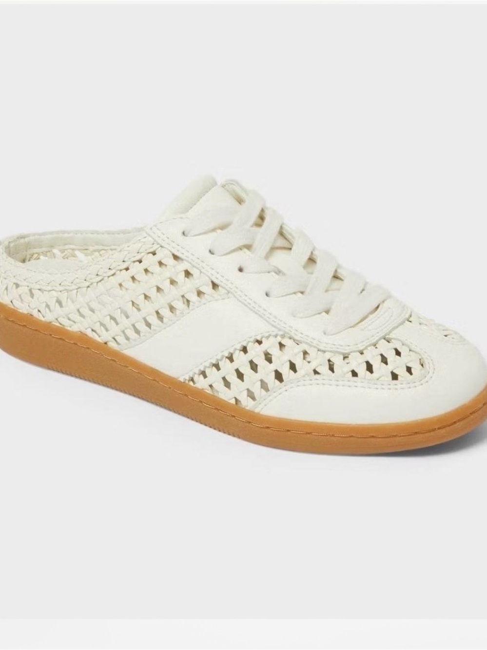 Target Cream Woven Slip-On Mule with Tan Sole